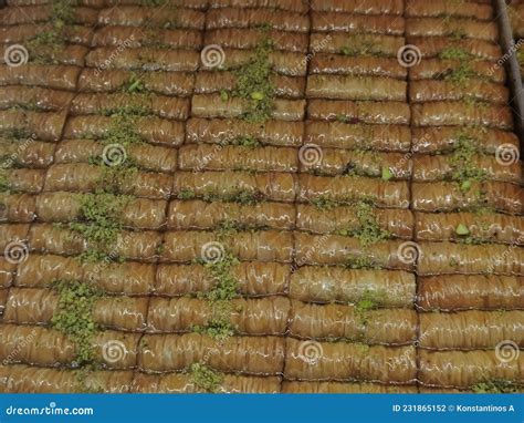 Baklavas Baklava Sweet Traditonal In Ioannina Greece Royalty Free Stock