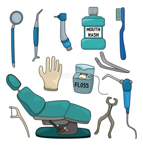 Dental Care Items Such As Gloves Mouthwash And Toothpaste Royalty Free