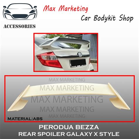 PERODUA BEZZA 2016 GALAXY X STYLE REAR TRUNK SPOILER WING ABS SKIRT