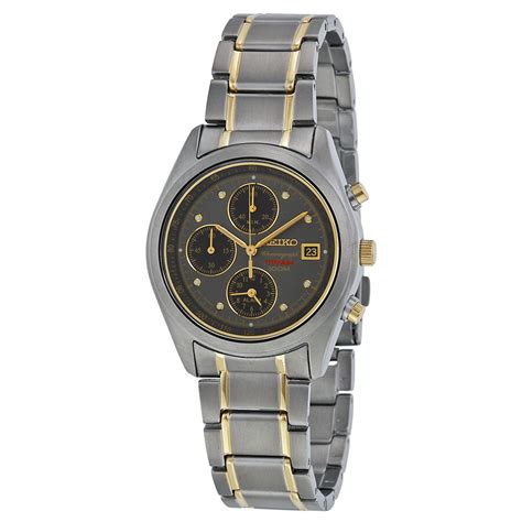 Seiko Grey Dial Two Tone Titanium Men S Watch Sna Titanium Seiko