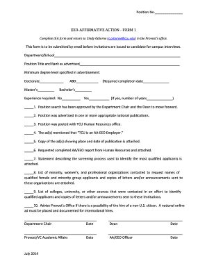 Fillable Online Hr Tcu Eeo Affirmative Action Form Tcu Human