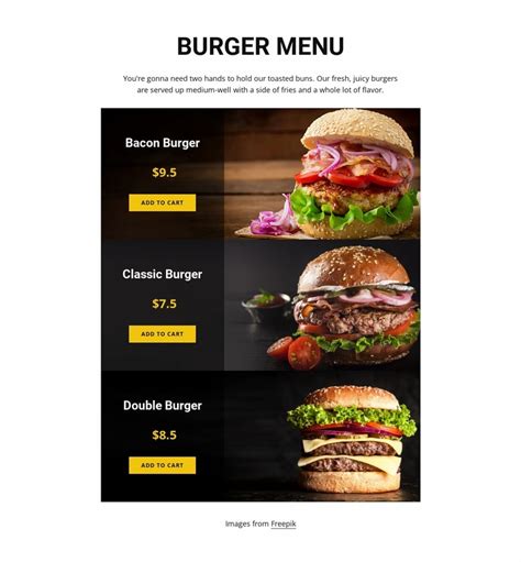 Burger Menu Website Template By Nicepage