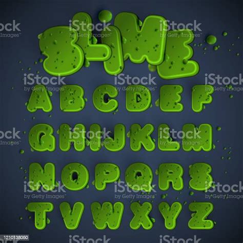 Green Slime Font Set Vector Stock Illustration Download Image Now Alphabet Art Cartoon