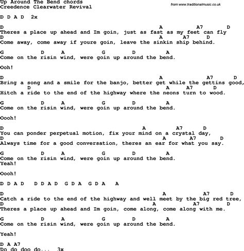 Song Lyrics With Guitar Chords For Up Around The Bend