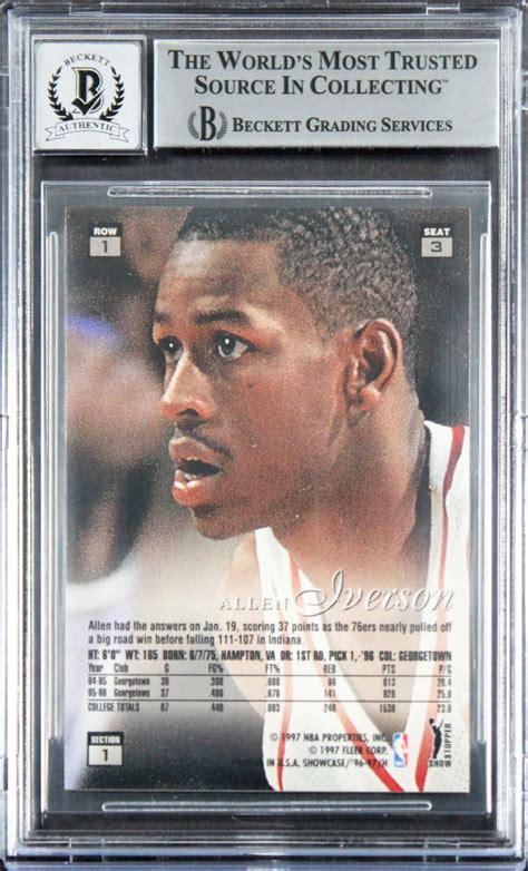 Allen Iverson Signed Flair Showcase Row Rc Bgs