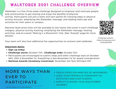 Walktober Challenge Team Manager Guide + Participant Packet – Teens ...