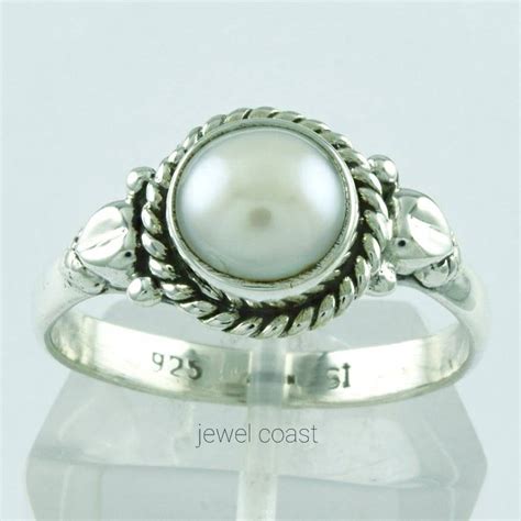 Freshwater Pearl Ring Pearl Sterling Silver Ring Everyday Etsy