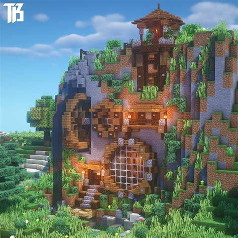 TrixyBlox on Instagram: " ️ 3 survival mountain house designs ⛏️ 🗻🏚️