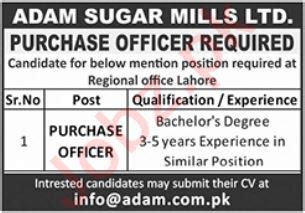 Adam Sugar Mills Lahore Jobs Job Advertisement Pakistan