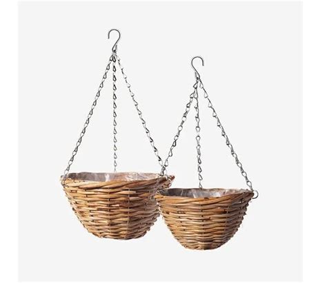 Rattan Hanging Bowl Wild Fern Indoor Blooms