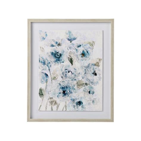 Wall Art Solace Textured Floral Blue Wall Art