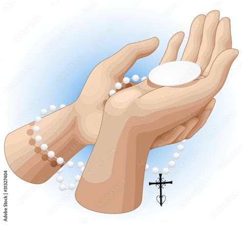 Mani Preghiera Ostia E Rosario Praying Hands Rosary And Host Stock