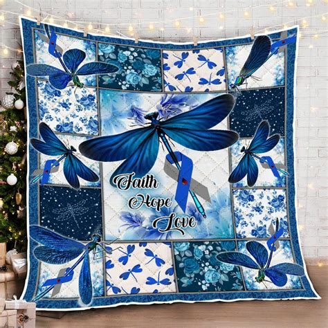 Diabetes Faith Hope Love Dragonfly Quilt Blanket Dreamrooma