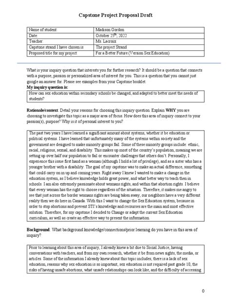 Capstone Project Propos Pdf Sex Education Mentorship