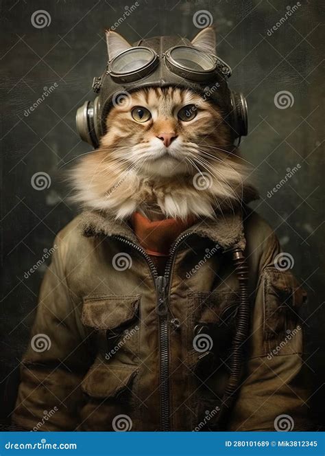 A Cat Dressed As A Pilot Stock Illustration Illustration Of Original