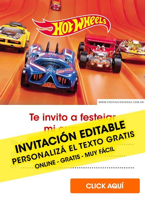 Tarjeta De Cumplea Os De Hotwheels Hot Wheels Birthday Hot Wheels Invitations Lego Birthday