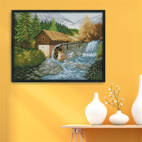 Landscape Cross Stitch Print Canvas Ct Stamp Diy Needlework Handmade