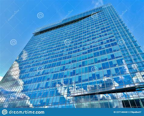 High Rise Office Building With Blue Sky In The Background And Sky With