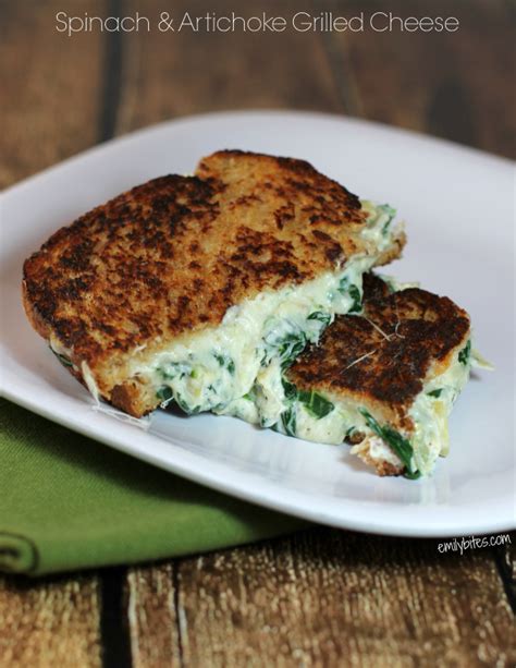 Spinach And Artichoke Grilled Cheese Emily Bites