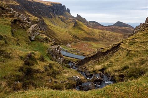 Landscape Around Quiraing Isle Of Skye Scotland United Kingdom Stock