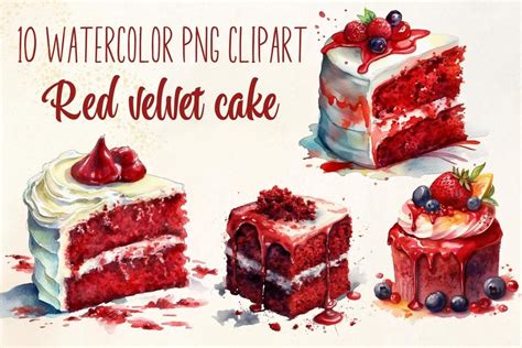 Watercolor Red Velvet Cake Png Graphic By Andel Creative · Creative Fabrica