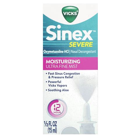 Vicks Sinex Severe Moisturizing Ultra Fine Mist 0 5 Fl Oz 15 Ml