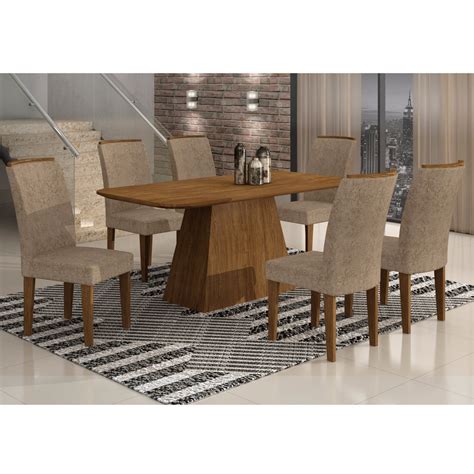 Conjunto Sala De Jantar Mesa Tampo Mdf Luna Cadeiras Lunara Rufato