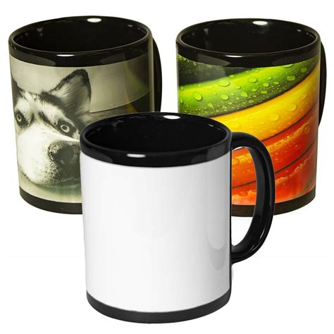 Multicolor Printed Black Patch Sublimation Mug For Drinking And