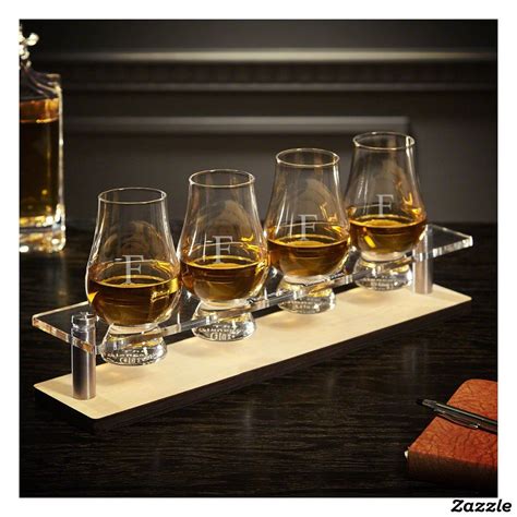 Set Of 5 Serving Tray Engraved Glencairn Glasses Personalized Serving