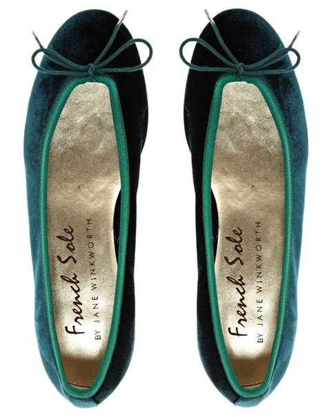 French Sole Henrietta Green Velvet Ballet Flats Lyst