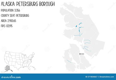 Map of Petersburg Borough in Alaska, USA. Stock Vector - Illustration of freeway, census: 271854667