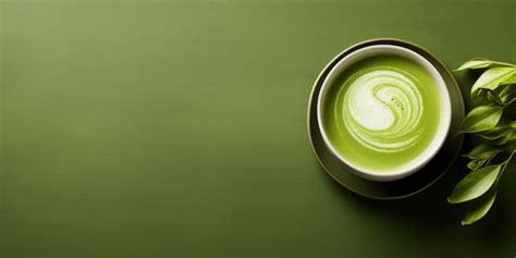 Premium Ai Image Fragrant Matcha Tea On The Tablebanner Generative Ai