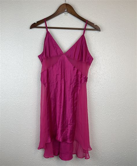 Victoria S Secret Vtg Women S Hot Pink Mesh Slip Dres Gem