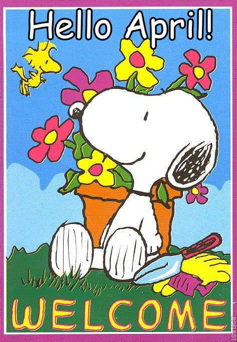 Snoopy Hello April Quote Hello April Snoopy Quotes Good Morning Snoopy