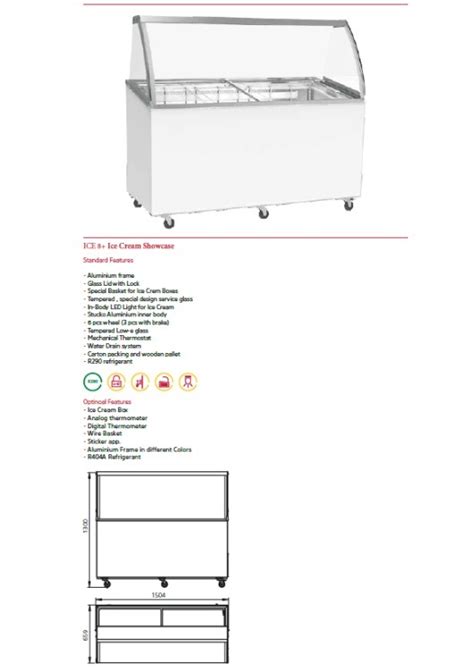 Vitrine réfrigérée à crème glacée 8 bacs disponible sur