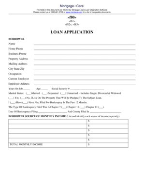 Fillable Online Loan Application Borrower Name Home Phone Business