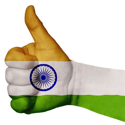 Hand With Thumb Up India Flag Painted As Symbol Of Excellence