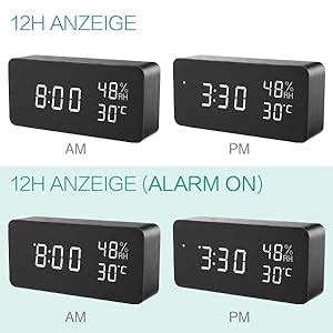 Oria Led Digitaler Wecker Modern Tischuhr Reisewecker Alarm Clock Mit