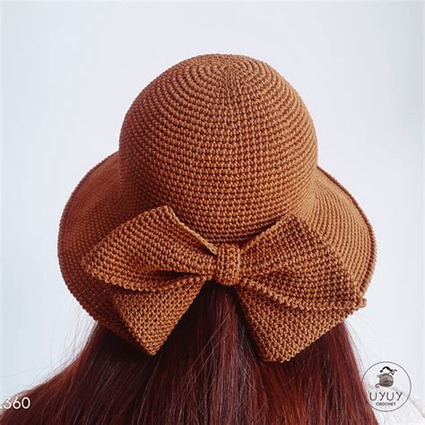 Bow Hat Crochet Pattern Crochet Hat Wide Brim Hat With Bow Etsy