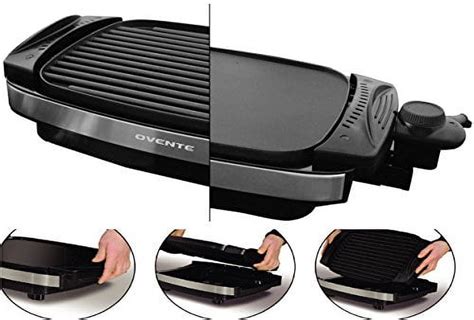 Ovente Nonstick Removable And Reversible Electric Grill And Griddle Cook Top Easy To Clean