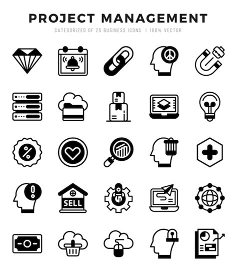 Premium Vector Collection Of Project Management Lineal Filled