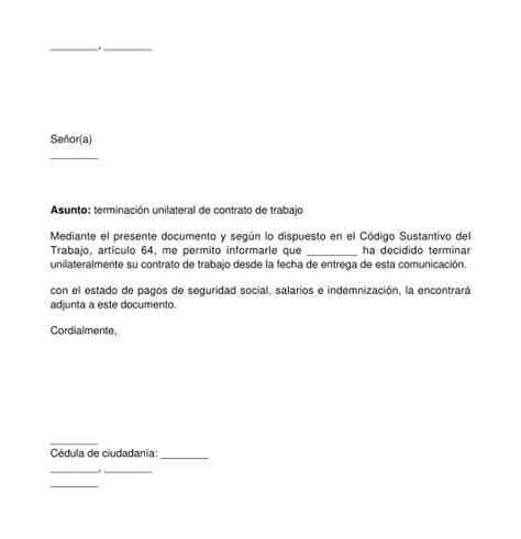 Modelo Carta De Despido Laboral Sin Justa Causa En Colombia Ferretti Hot Sex Picture