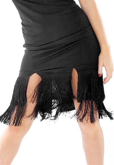 Je Dor Paneled Flapper Fringe Latin Skirt J8689 Skirts