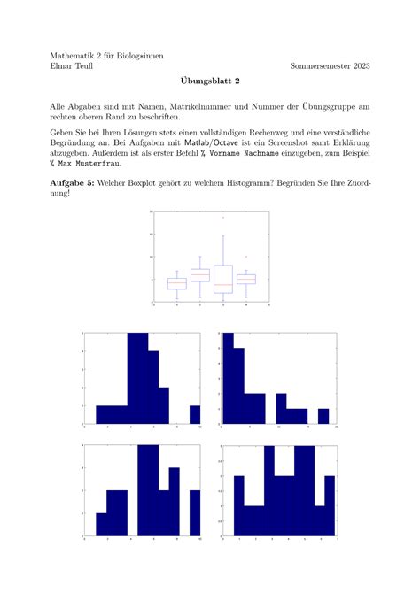 Uebungsblatt Mathematik F R Biologinnen Alle Abgaben Sind Mit