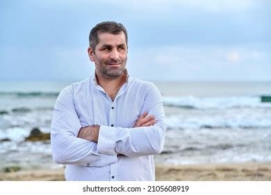 Outdoor Portrait Serious Confident Mature Man Stock Photo