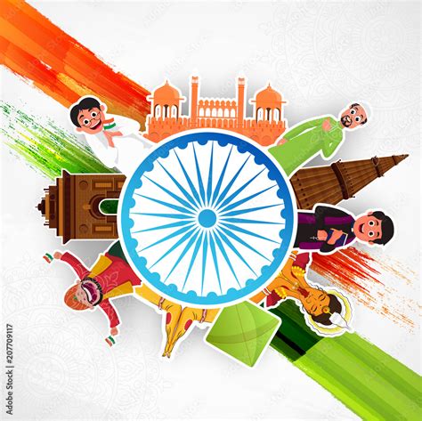 Indian Independence Day celebration concept with diverse culture of ...