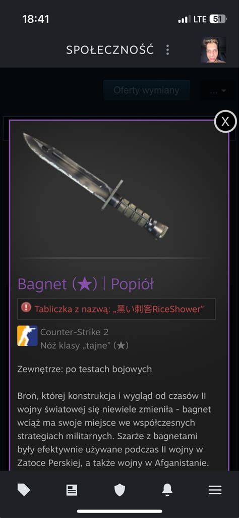 Bagnet popiół FT BAYONET CS2 CSGO NÓŻ KOSA Potęgowo Kup teraz na