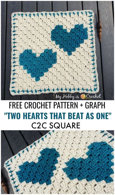 Two Hearts That Beat As One C2C Square Free Crochet Pattern Graph