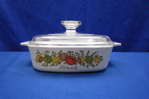 Vintage CorningWare Spice Of Life 1 Liter Casserole Dish With Glass