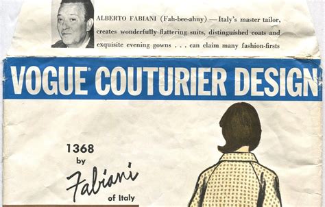 Rare 1964 Fabiani Vogue 1368 Couturier FF Sewing Pattern With Label